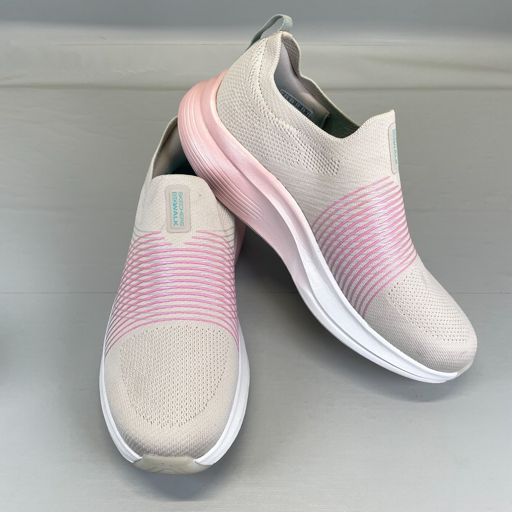 Skechers Go Walk Max Walker Sally Shoes Womens Size 9 Beige Pink Mesh Sneakers View 2